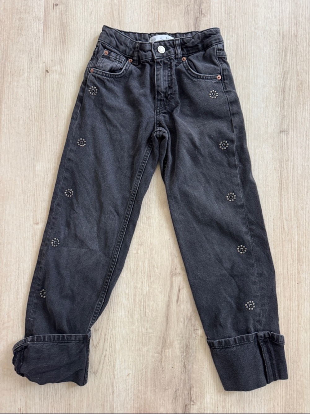 Zara Girls Black Stud-Embellished Jeans